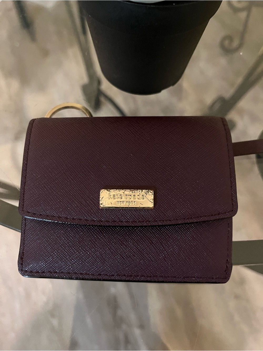 kate spade Plum Saffiano Leather Small Wallet with Gold Hardware - Picture 2 of 15